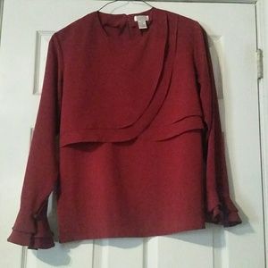 Blouse - wine color long sleeve